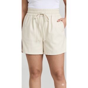 Good American Shorts 6 Plus (3XL) Better Than Leather Drawstring Elastic Cream